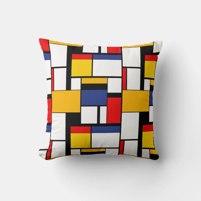 Mondrian Geometric Minimalist Comopsition Modern Cushion (Front)