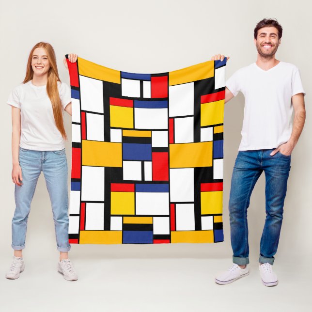 Mondrian Geometric Minimalist Comopsition Modern Fleece Blanket (In Situ)