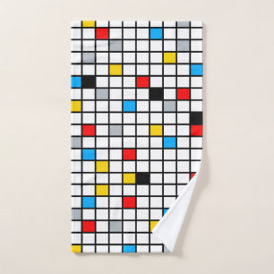 Mondrian Geometric Minimalist Comopsition Modern Hand Towel
