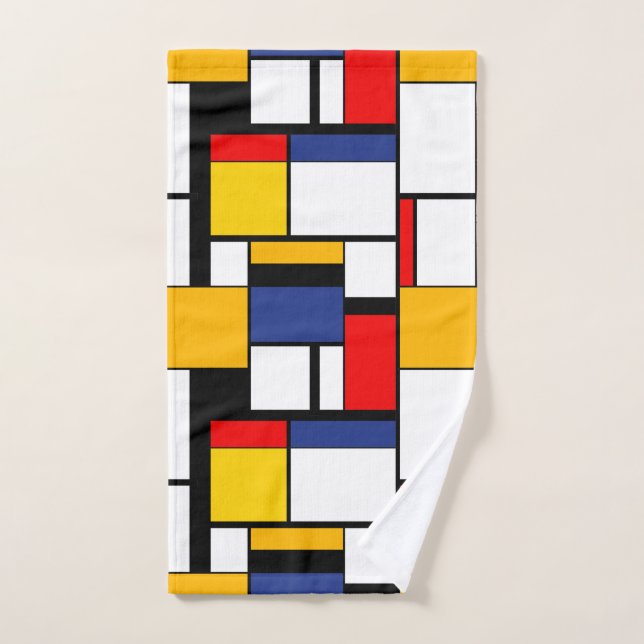 Mondrian Geometric Minimalist Comopsition Modern Hand Towel (Hand Towel)