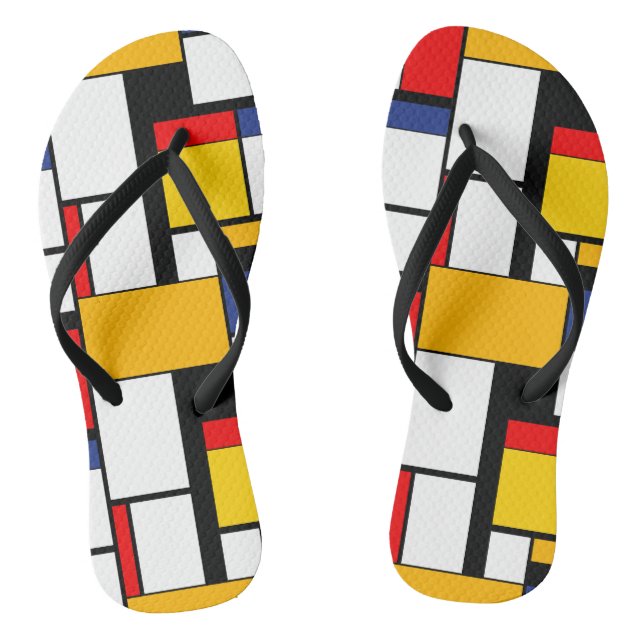 Mondrian Geometric Minimalist Comopsition Modern Jandals (Footbed)
