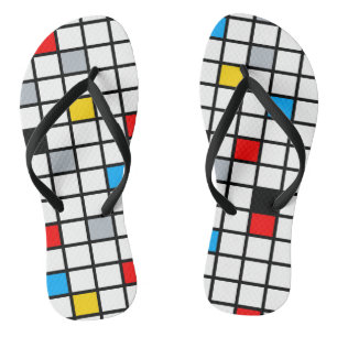 Mondrian Geometric Minimalist Comopsition Modern Jandals