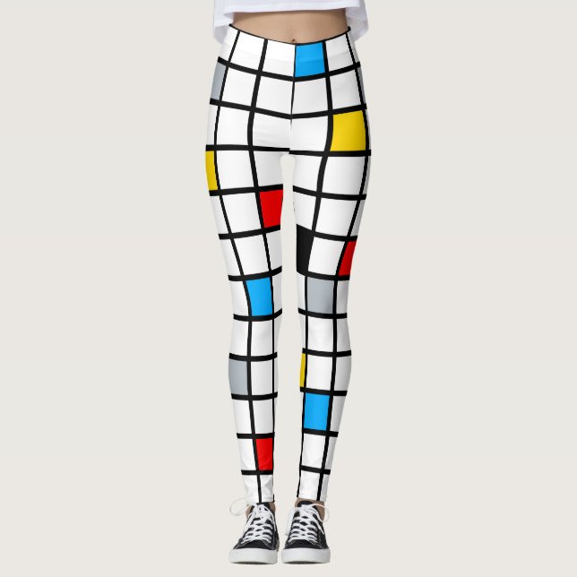 Mondrian Geometric Minimalist Comopsition Modern Leggings (Front)