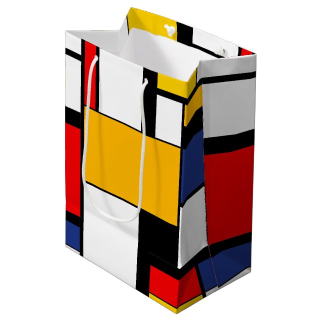 Mondrian Geometric Minimalist Comopsition Modern Medium Gift Bag (Front Angled)