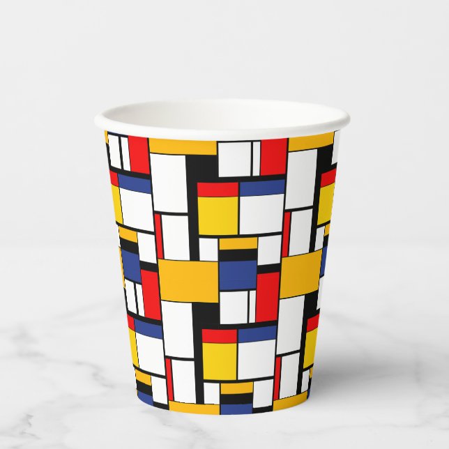 Mondrian Geometric Minimalist Comopsition Modern Paper Cups (Front)