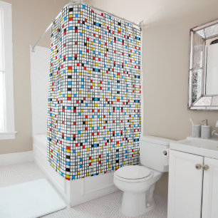 Mondrian Geometric Minimalist Comopsition Modern Shower Curtain