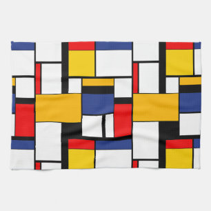 Mondrian Geometric Minimalist Comopsition Modern Tea Towel