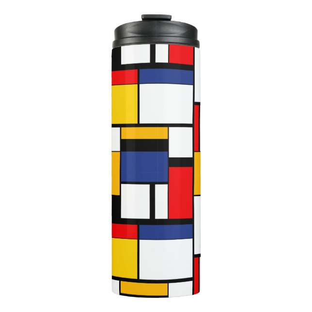 Mondrian Geometric Minimalist Comopsition Modern Thermal Tumbler (Front)
