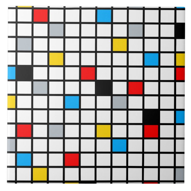 Mondrian Geometric Minimalist Comopsition Modern Tile (Front)