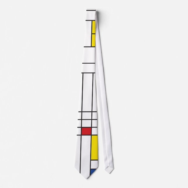 Mondrian II Minimalist De Stijl Modern Art Custom Tie (Front)