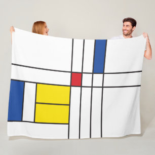 Mondrian II Minimalist De Stijl Modern Art Design Fleece Blanket