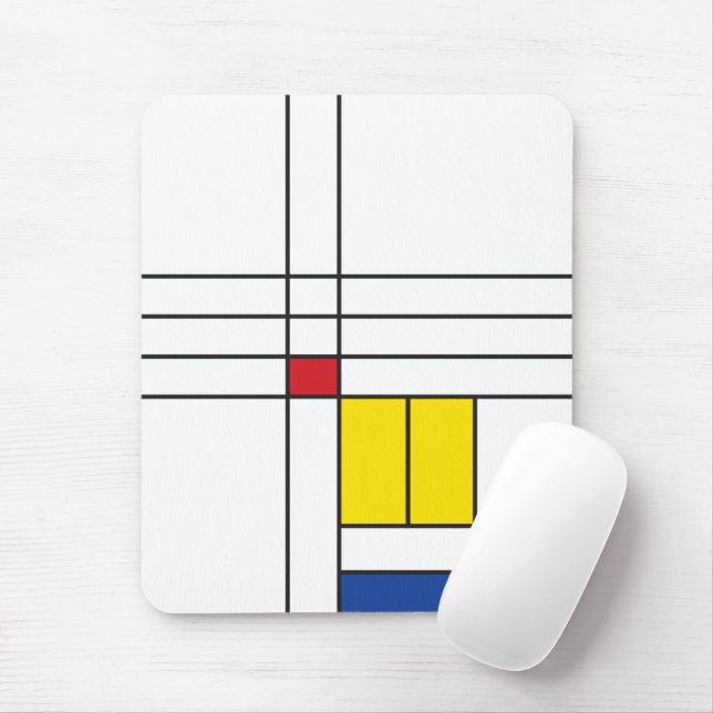 Mondrian II Minimalist De Stijl Modern Art Design Mouse Pad (With Mouse)