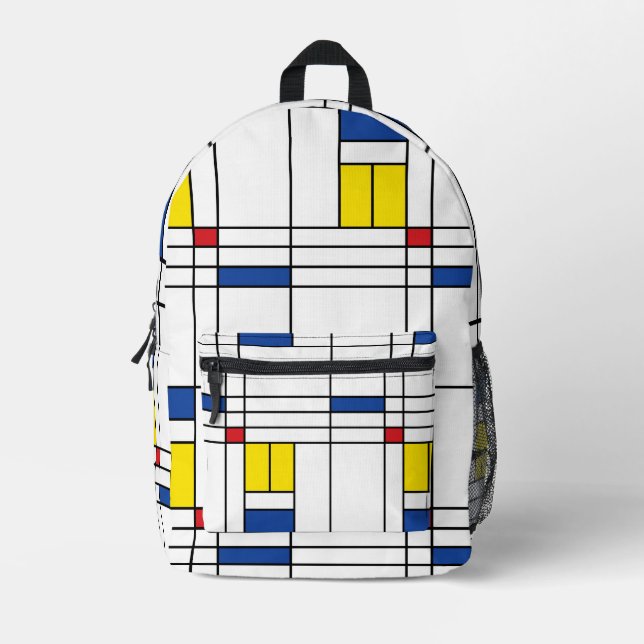 Mondrian II Minimalist De Stijl Modern Art Design Printed Backpack (Front)