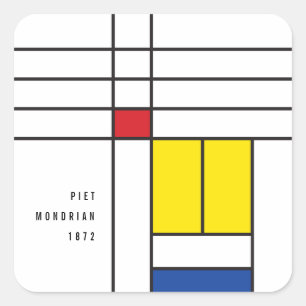 Mondrian II Minimalist De Stijl Modern Art Design Square Sticker