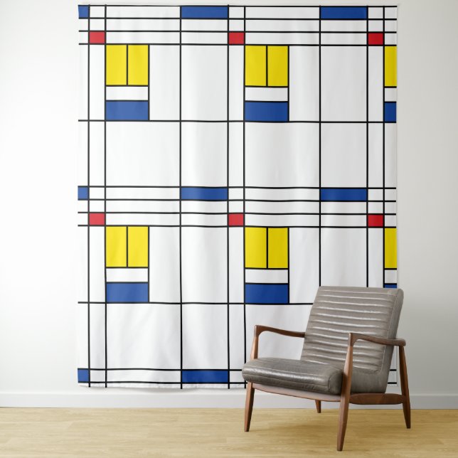 Mondrian II Minimalist De Stijl Modern Art Design Tapestry (In Situ)