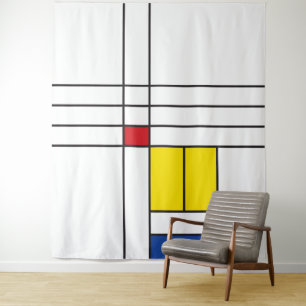 Mondrian II Minimalist De Stijl Modern Art Design Tapestry