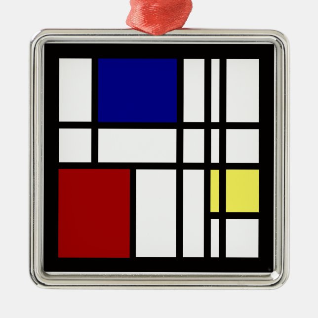 Mondrian Impression Art Metal Tree Decoration (Front)