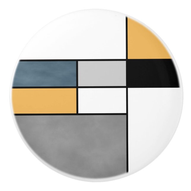 Mondrian inspiration ceramic knob (Front)