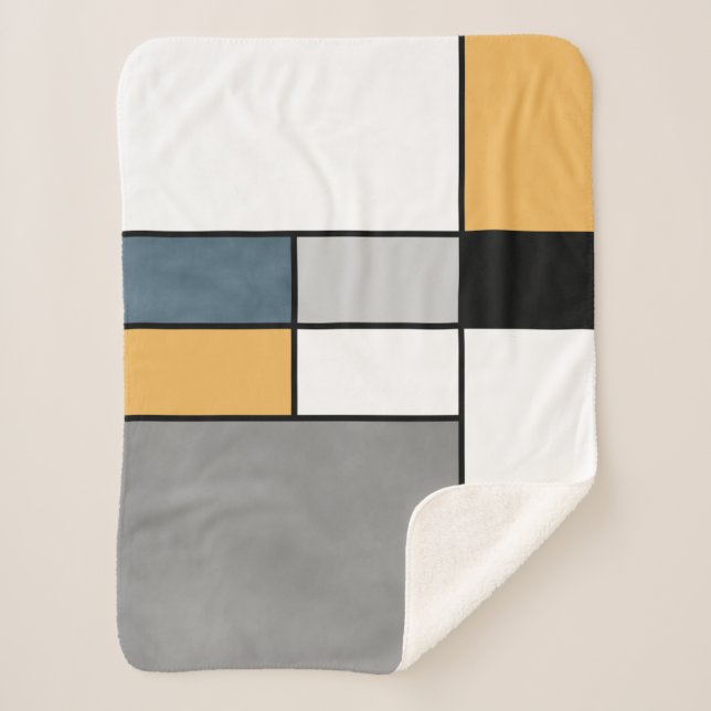 Mondrian inspiration sherpa blanket (Front)