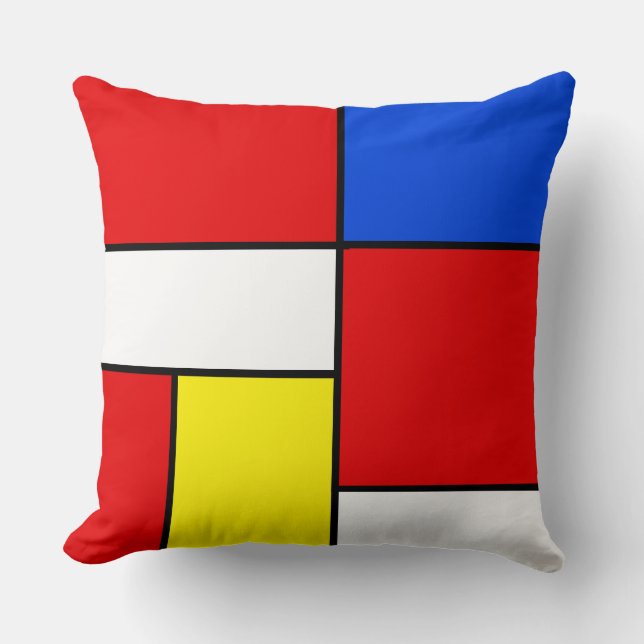 Mondrian Inspired Abstract Art Throw Pillow (Front)