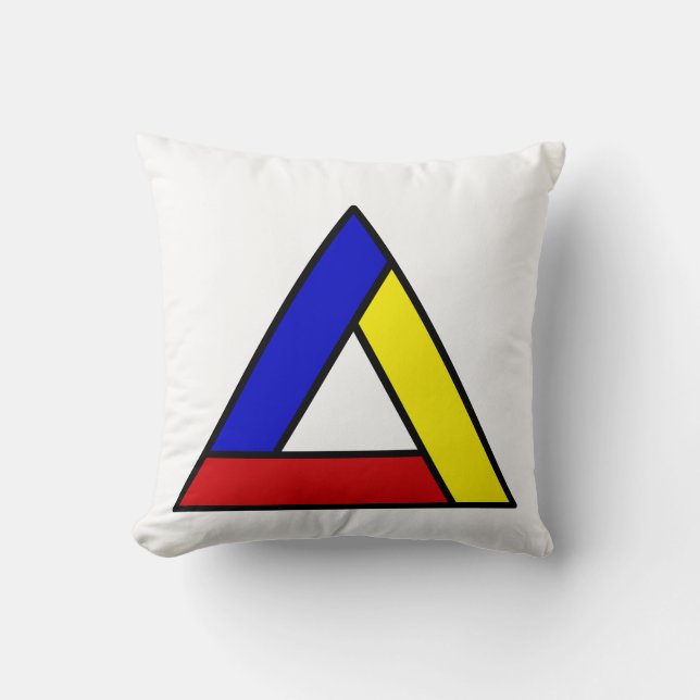 Mondrian Inspired Abstract Triangle Art Cushion (Front)