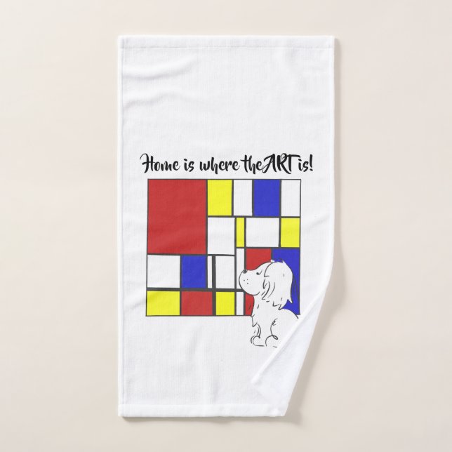 Mondrian Inspired Chamomile Hand Towel (Hand Towel)