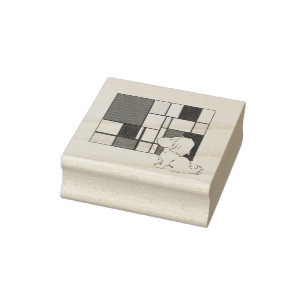 Mondrian Inspired Chamomile Rubber Stamp