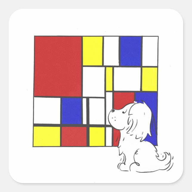 Mondrian Inspired Chamomile Square Sticker (Front)