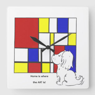 Mondrian Inspired Chamomile Square Wall Clock
