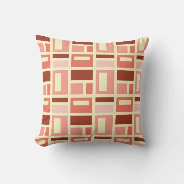 MONDRIAN INSPIRED - CORAL CUSHION (Front)