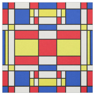 Mondrian Inspired Geometrical Design Abstract Art Fabric