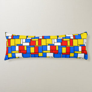 Mondrian Inspired Style Red Blue Yellow Pattern Body Cushion