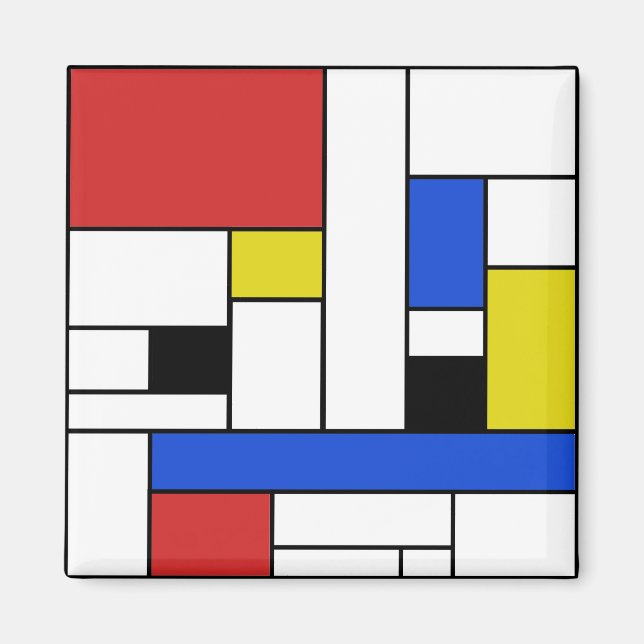 Mondrian Lines 2 Inch Square Magnet (Front)