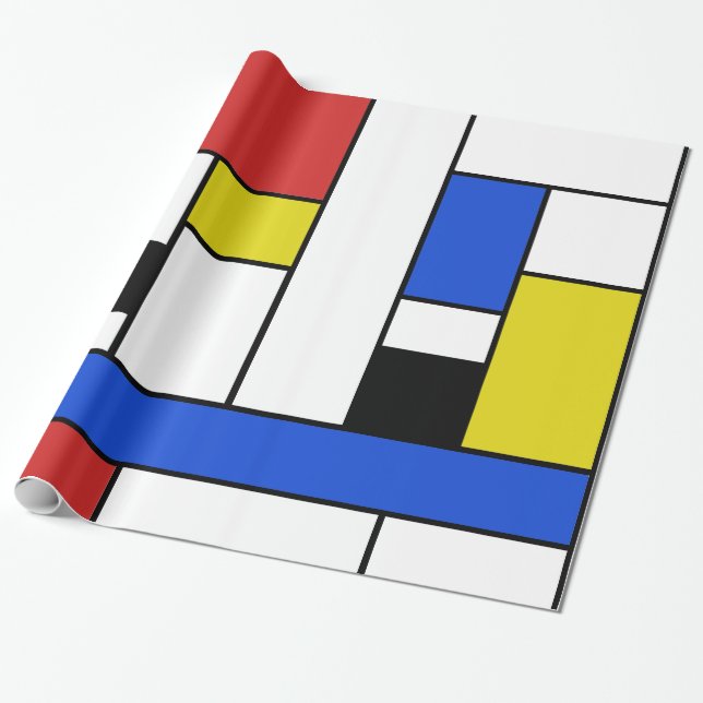 Mondrian Lines Glossy Wrapping Paper, 30" x 6' Paper (Unrolled)