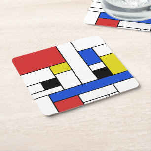 Mondrian Lines Square Coasters