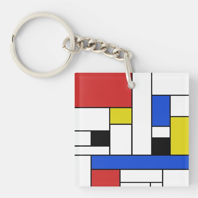 Mondrian Lines Square (double-sided) Keychain (Front)