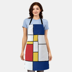 Mondrian Minimalist Abstract Art Primary Colours Apron