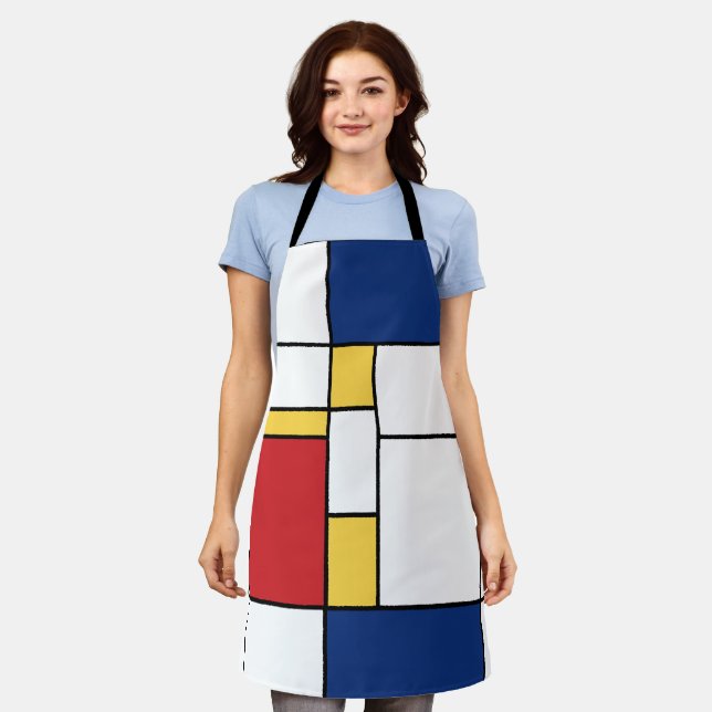 Mondrian Minimalist Abstract Art Primary Colours Apron (Worn)