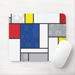 Mondrian Minimalist De Stijl Art Retro Circles Mouse Pad