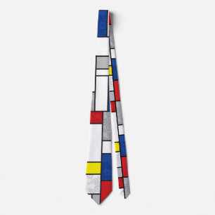 Mondrian Minimalist De Stijl Art Retro Circles Tie