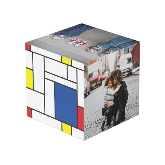 Mondrian Minimalist De Stijl Geo Modern Art Photo Cube (Front Angled)