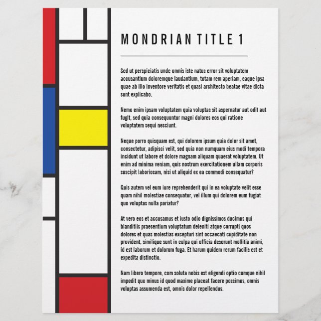Mondrian Minimalist De Stijl Modern Art Custom Flyer (Front)