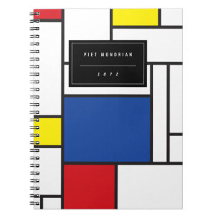 Mondrian Minimalist De Stijl Modern Art Custom Spiral Notebook