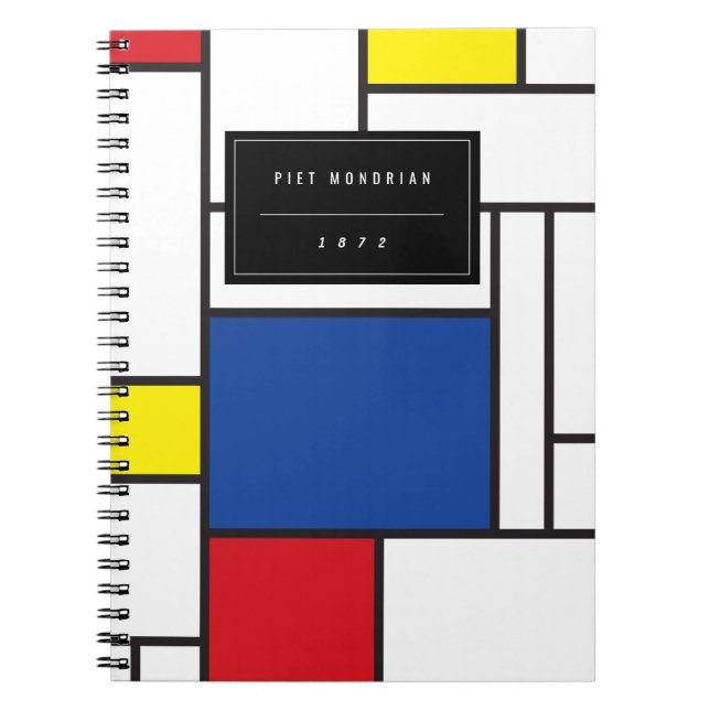 Mondrian Minimalist De Stijl Modern Art Custom Spiral Notebook (Front)