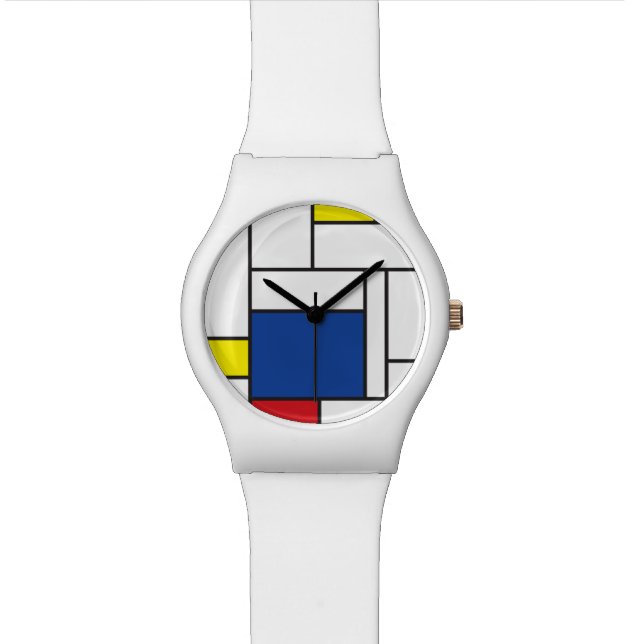 Mondrian Minimalist De Stijl Modern Art Custom Watch (Close Up)