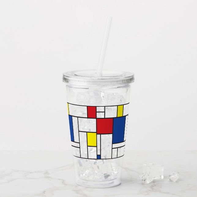 Mondrian Minimalist Geometric De Stijl Modern Art Acrylic Tumbler (Back Ice)