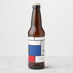 Mondrian Minimalist Geometric De Stijl Modern Art Beer Bottle Label