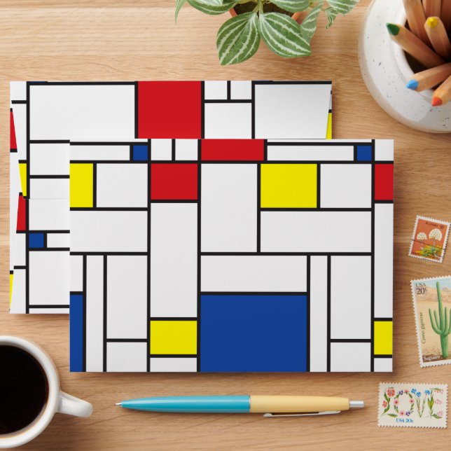 Mondrian Minimalist Geometric De Stijl Modern Art Envelope (Desk)