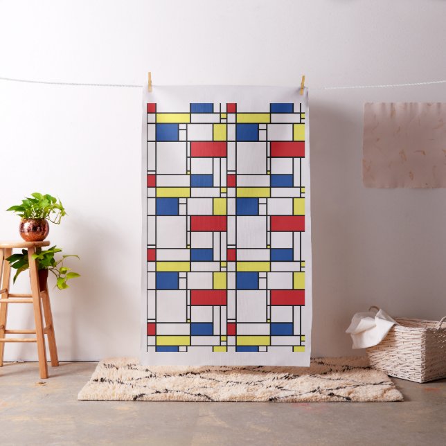 Mondrian Minimalist Geometric De Stijl Modern Art Fabric (In Situ)