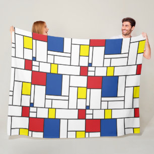 Mondrian Minimalist Geometric De Stijl Modern Art Fleece Blanket